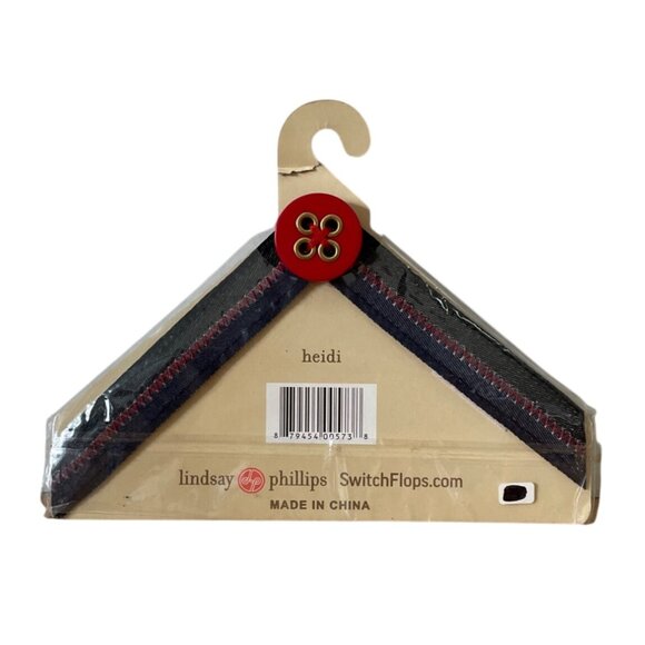 Lindsay Phillips SwitchFlops Strap Heidi Sz L 9 10 11 Blue Denim w Red Accents - Picture 2 of 6